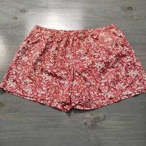 Columbia PFG Swim Trunks Mens XXL Red AOP  Elastic Waist Lined Tropical Fishing